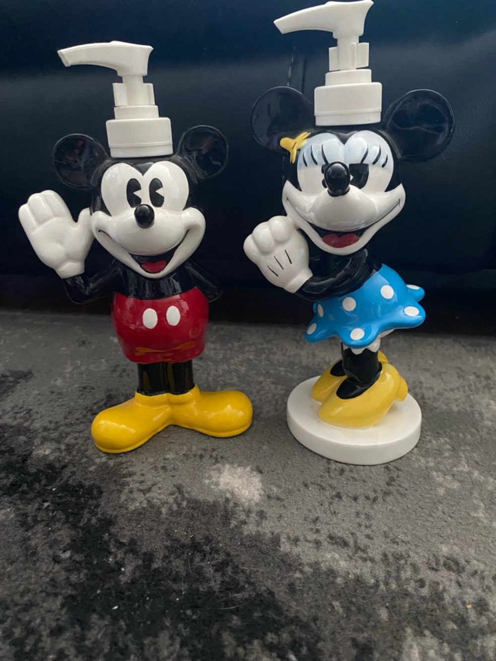 Disney Mickey & Minnie Soap Dispensers in Black, White, Red, Blue, Yellow